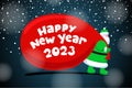 Santa Claus Father Frost cartoon character coming and carries large huge heavy gifts red bag. Christmas and Happy New