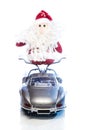 Santa Claus or Father Frost with old retro car Royalty Free Stock Photo
