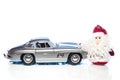 Santa Claus or Father Frost with old retro car Royalty Free Stock Photo