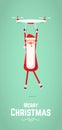 Santa Claus flies on drone. Flat Vector Illustration. Royalty Free Stock Photo