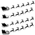 Santa claus flies with gifts on a sleigh in a reindeer sled for christmas and new year. Vector illustration for the Royalty Free Stock Photo