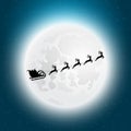 Santa claus flies with gifts on a sleigh in a reindeer sled for christmas and new year. Vector illustration for the Royalty Free Stock Photo