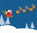 Santa Claus In Flight With His Reindeer And Sleigh Royalty Free Stock Photo