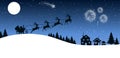 Santa Claus flyin on Christmas sleigh over the houses and gives gifts, delivers gifts in the night, Christmas card Ã¢â¬â vector