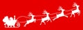 Santa Claus flyin on Christmas sleigh silhouette on red background Ã¢â¬â vector