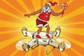 Santa Claus flying on a quadcopter