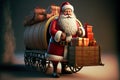 Santa Claus in front of a sleigh filled with gifts Royalty Free Stock Photo