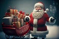 Santa Claus in front of a sleigh filled with gifts Royalty Free Stock Photo