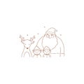 Santa Claus gang logo, hand-drawn line art style vector illustration Royalty Free Stock Photo