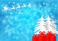Santa Claus with gift box and blur bokeh background. Christmas season. vector illustration Royalty Free Stock Photo