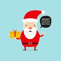 Santa Claus with gift box. Christmas and new year cartoon character. Royalty Free Stock Photo