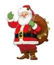 Santa Claus with gift sack. Christmas