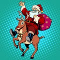 Santa Claus with gifts Christmas reindeer Rudolf Royalty Free Stock Photo