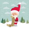 Santa claus with gifts list in snowscape Royalty Free Stock Photo