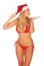 Santa Claus girl in a bathing suit Royalty Free Stock Photo