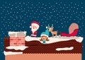 Santa claus and girl helper in the chimney Royalty Free Stock Photo