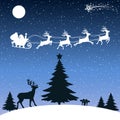 Santa Claus gives gifts, delivers gifts in the night, Christmas card decoration Ã¢â¬â vector