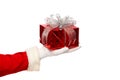 Santa claus giving christmas present box on a Royalty Free Stock Photo