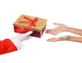 Santa Claus giving Christmas Present to Woman Royalty Free Stock Photo