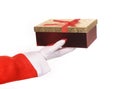 Santa Claus giving Christmas Present to Woman Royalty Free Stock Photo