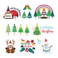 Santa Claus Gnomes Concept Christmas design elements, vector set Royalty Free Stock Photo