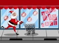 Santa Claus going shopping pushing empty cart Royalty Free Stock Photo