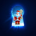 Santa Claus with a golden key in the keyhole Royalty Free Stock Photo