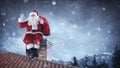 Santa Claus Greeting On Roof Royalty Free Stock Photo
