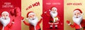 Santa claus greeting vector set. Santa claus christmas characters in pattern background with waving and friendly gestures. Royalty Free Stock Photo