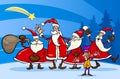 Santa claus group cartoon illustration
