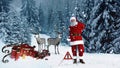 Santa Claus had an accident with his sleigh Royalty Free Stock Photo