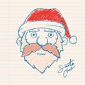 Santa Claus Hand Drawing on Paper Royalty Free Stock Photo