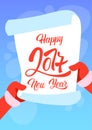Santa Claus Hands Scroll Merry Christmas Happy New Year Wish List Royalty Free Stock Photo