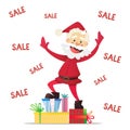 Santa Claus happy New Year and Christmas discounts.