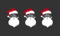 Santa claus hat and beard icon set. Merry christmas. Happy New Year. Vector EPS 10. Illustration Royalty Free Stock Photo
