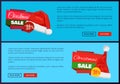 Santa Claus Hat 55 Off Sign on Discount Labels Royalty Free Stock Photo