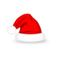 Santa Claus hat. Realistic red Santa Claus hat on white background. Red Christmas Santa hat, design element for costume and mask Royalty Free Stock Photo