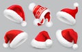 Santa Claus hat.Winter clothes. Christmas 3d vector icon set Royalty Free Stock Photo