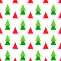 Santa Claus hats and christmas trees icon seamless pattern. Vector design in geometric style. Festive Christmas Royalty Free Stock Photo