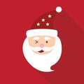 Santa Claus head flat design on red Royalty Free Stock Photo