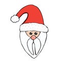 Santa Claus head with red hat and white beard in doodle style, isolated background Royalty Free Stock Photo