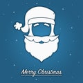 Santa Claus head silhouette with hat and beard. Merry Christmas greeting card. Template for winter holiday banner and poster. Royalty Free Stock Photo