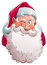 Santa Claus head winks. Merry Christmas fun vector
