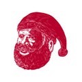 Santa Claus Head Woodcut