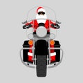 Santa Claus on heavy chopper motorcycle front view colo