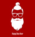 Santa Claus Hipster, Party, Greeting Card, Banner, Sticker, Hipster Style. Man Bun Hairstyle. Royalty Free Stock Photo