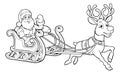 Santa Claus Christmas Fling Sleigh Sled Reindee Royalty Free Stock Photo