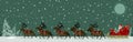 Santa Claus and his nine Reindeer are traveling across the snow field in the Christmas night Royalty Free Stock Photo