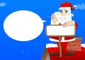 Santa Claus in his red clothes with white beard with blank paper on wood board, sign. Royalty Free Stock Photo
