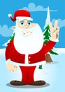 Santa Claus showing the V sign, peace hand gesture. Royalty Free Stock Photo